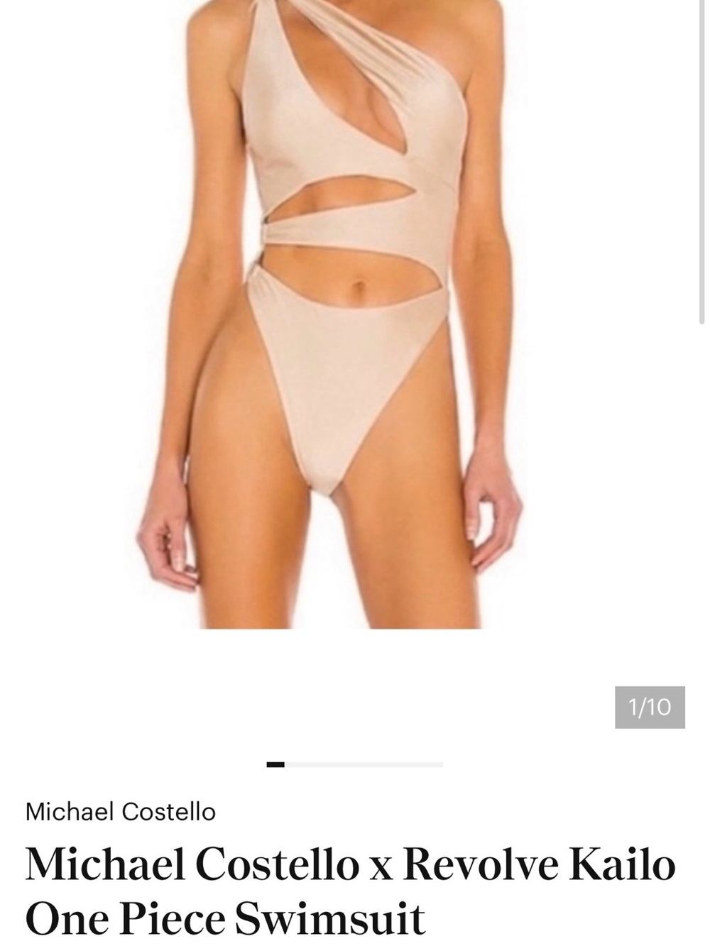 Michael Costello X Revolve Gold Asymmetric Cutout One-Piece Swimsuit